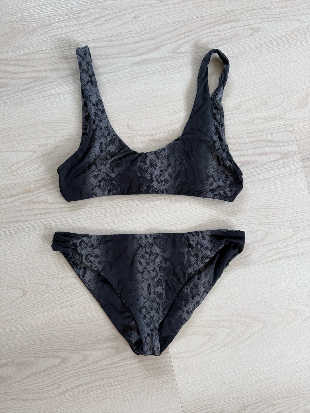 Black Snake-Print Bikini Set - Women Swim